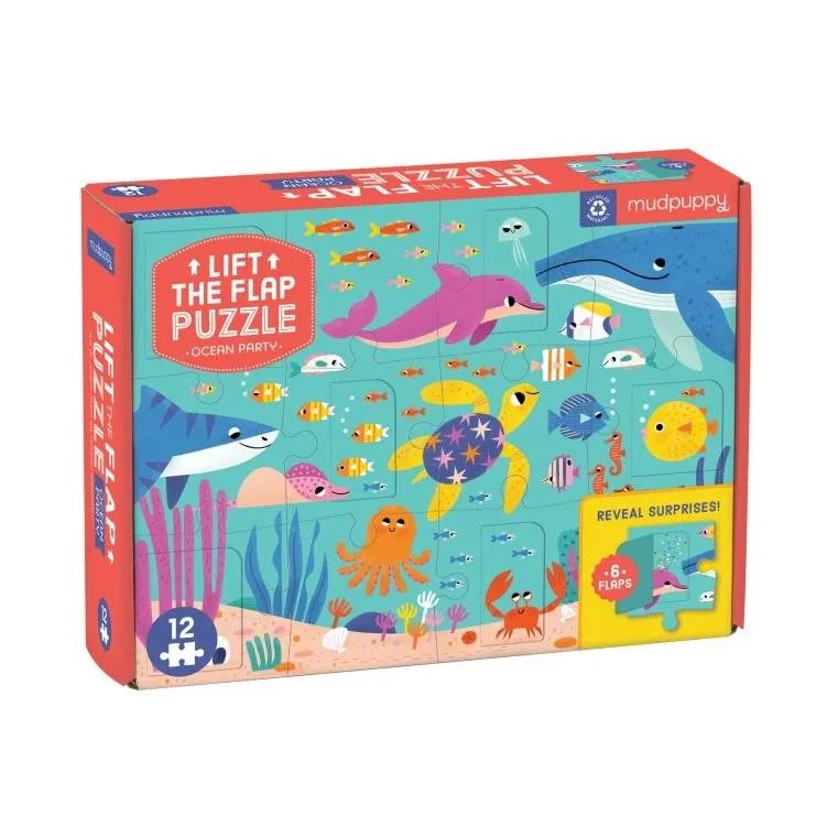 Puzzle Puzzle - Lift-the-flap - Oceán (12 ks), 12 dielikov v balení, téma zvieratá, logick