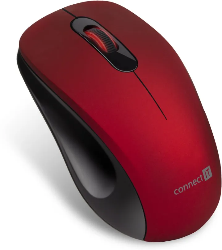 Myš CONNECT IT MUTE Wireless Red, bezdrôtová, optická, 1200dpi, USB nano prijímač, Soft-To