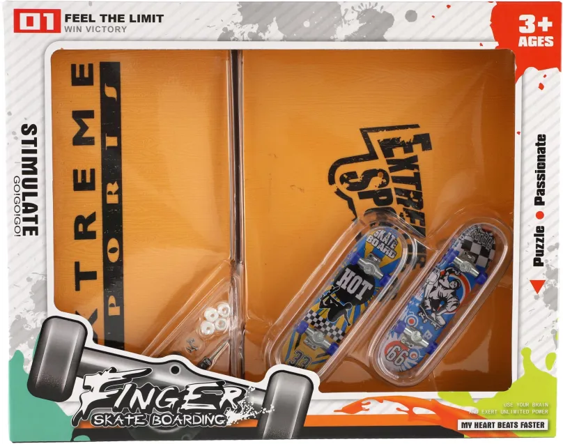 Fingerboard Teddies Skateboard prstový skrutkovací 2ks s rampou s doplnkami