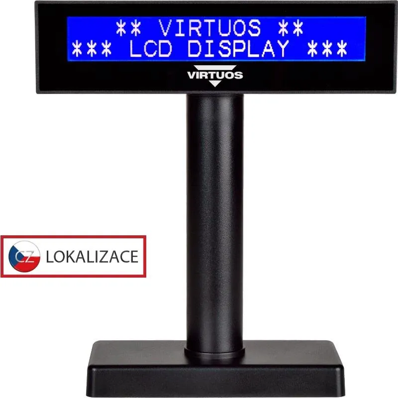 Zákaznícky displej Virtuos LCD FL-2026MB 2x20 čierny, USB