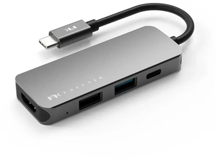 Replikátor portov Feeltek Portable 4 in 1 USB-C Hub, silver