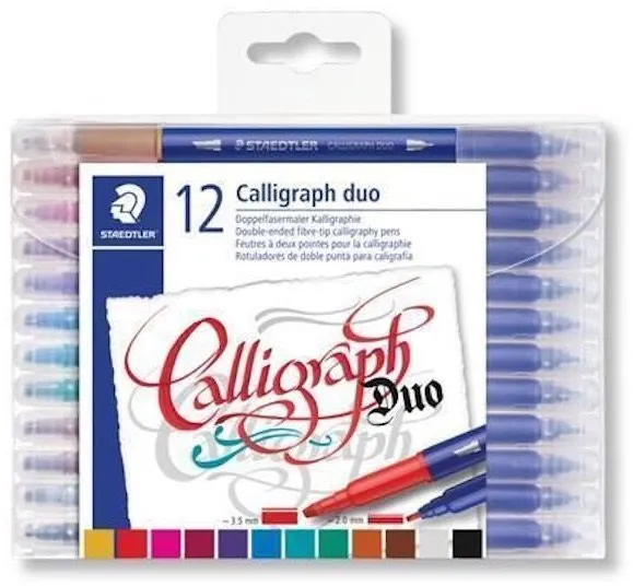 Popisovač STAEDTLER Calligraph Duo 2,0/3,5 mm kaligrafický, obojstranný, 12 farieb