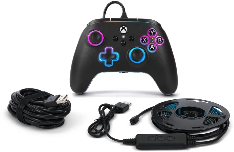 Gamepad PowerA Advantage Wired Controller - Xbox Series X|S s Lumectra + RGB LED Strip - Black
