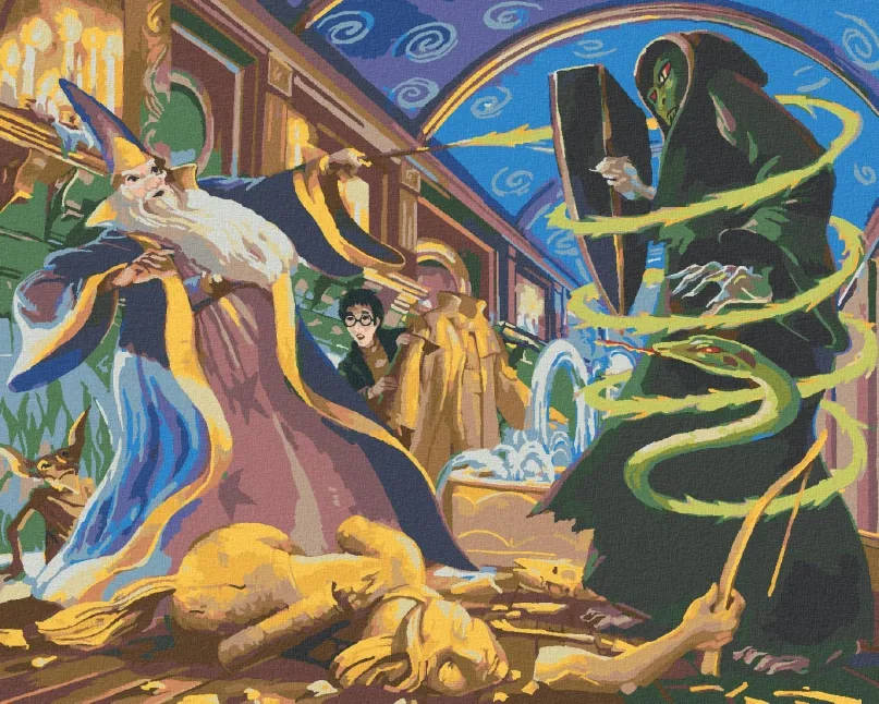 Maľovanie podľa čísel Albus Dumbledore a lord Voldemort (Harry Potter), 40x50 cm, bez rámu a bez vypnutia plátna