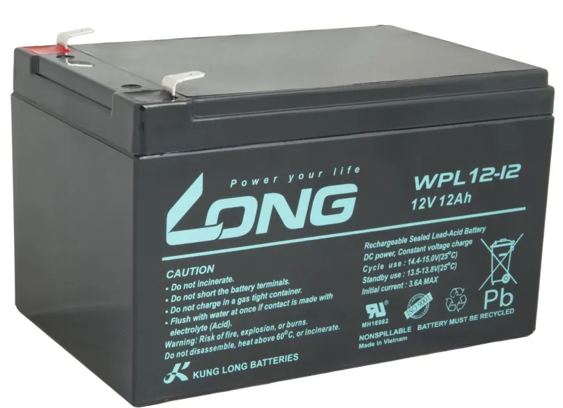 Batéria pre záložné zdroje Long batéria 12V 12Ah F2 LongLife 9 rokov (WPL12-12)