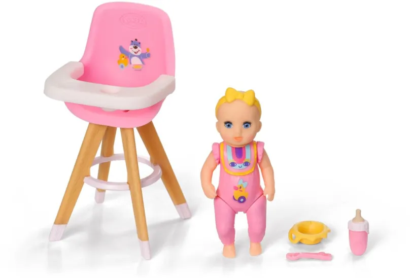 Bábika BABY born Minis Sada s jedálenskou stoličkou a bábikou