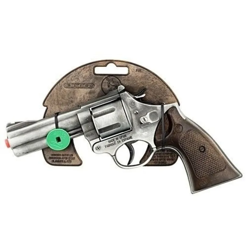Gonher Policajný revolver Gold colection strieborný kovový 12 rán