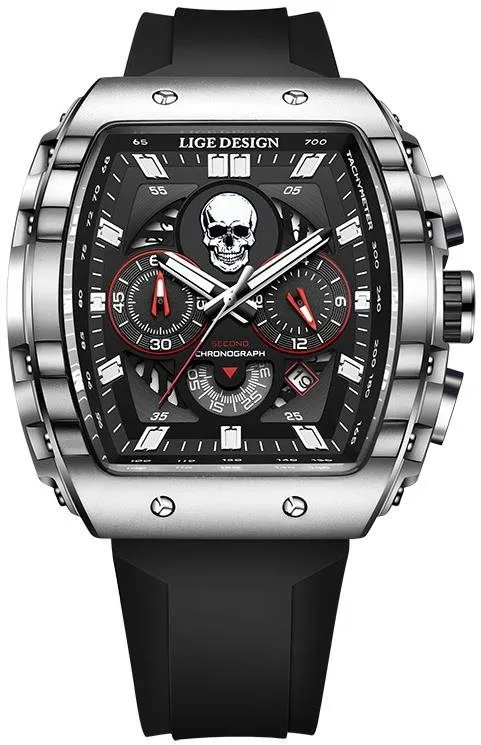 Pánske hodinky Lige Man silikone 89112-3 čierne/strieborné