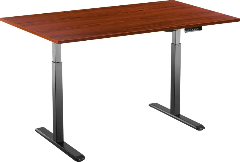 Výškovo nastaviteľný stôl AlzaErgo Table ET2 čierny + doska TTE-01 140x80cm lamino gaštan