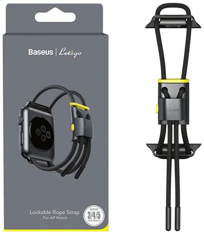 Remienok Baseus Lockable Rope Strap pre Apple Watch 38/40/41mm Grey&Yellow