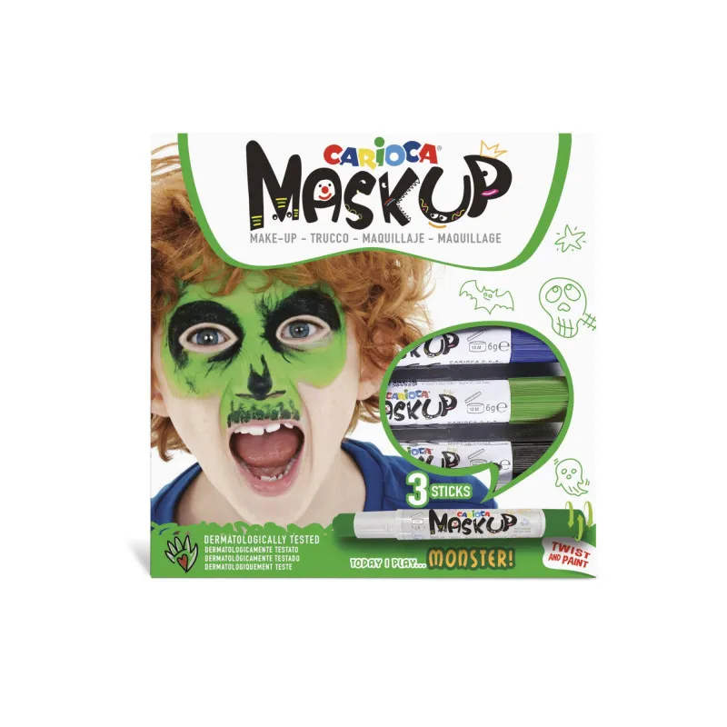 Carioca Mask Up farby na tvár Monsters 3 ks