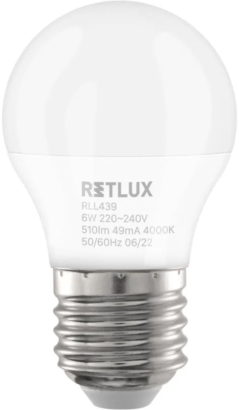 LED žiarovka RETLUX RLL 439 G45 E27 miniG 6W CW
