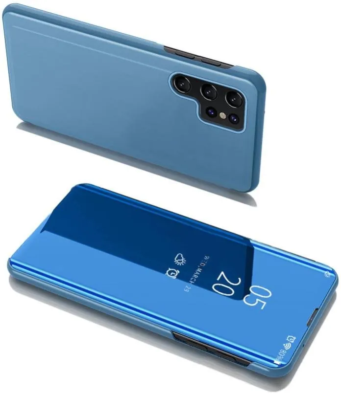 Puzdro na mobil Clear View knižkové puzdro na Samsung Galaxy S22 Ultra, modré