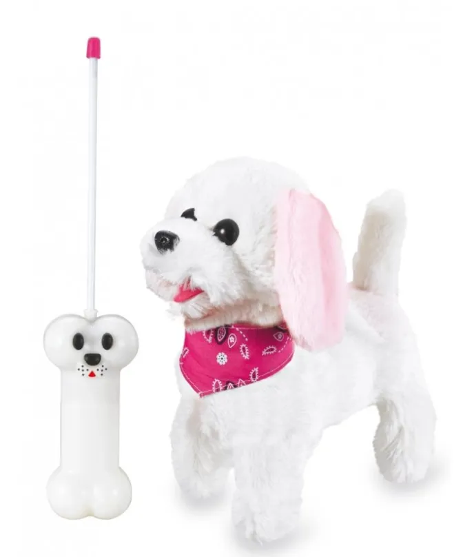Robot Jamara plyšový pes, bielo-ružový na diaľkové ovládanie
