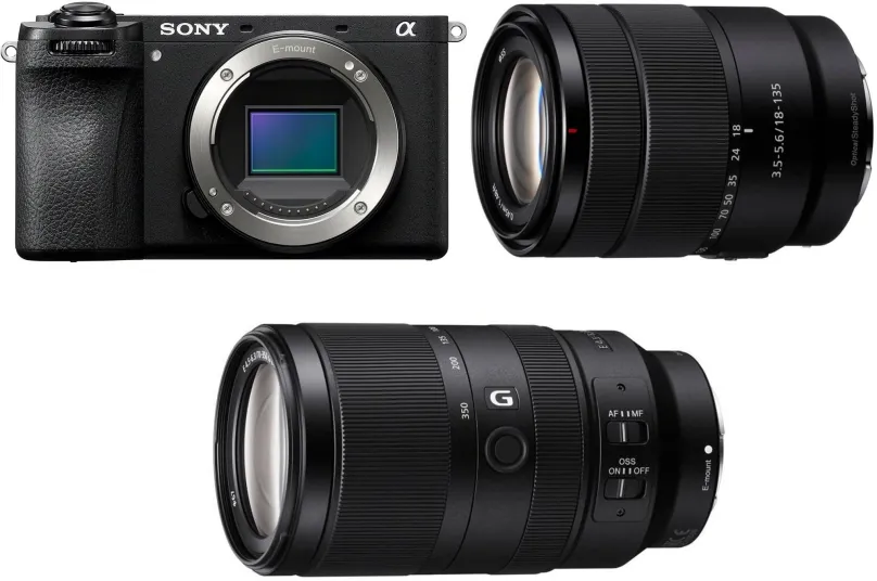 Set Sony Alpha A6700 + E 18-135mm f/3.5-5.6 + E 70-350mm f/4.5-6.3 G OSS, – bezzrkadlovka,