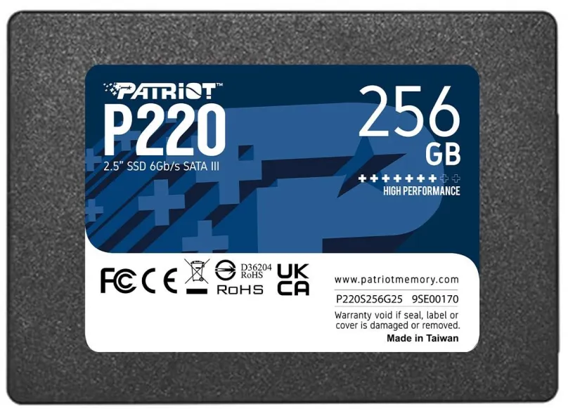 SSD disk Patriot P220 256GB, 2.5", SATA III, QLC (Quad-Level Cell), rýchlosť čítania