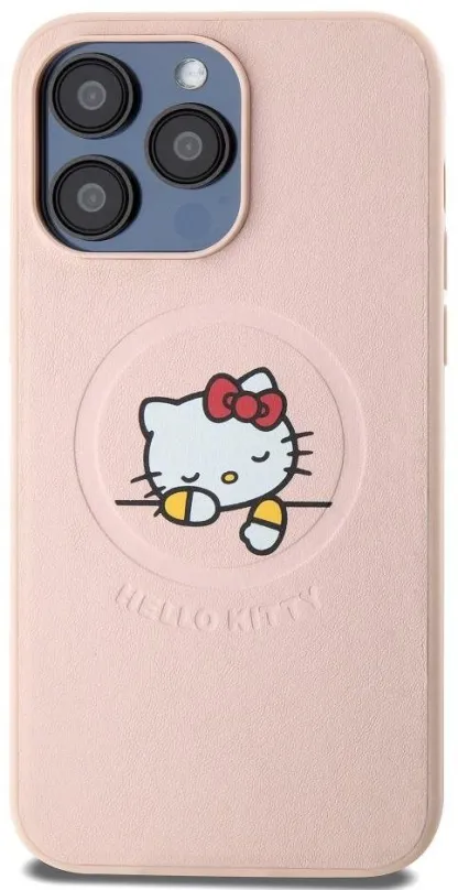 Kryt na mobil Hello Kitty PU Kitty Asleep Logo MagSafe Zadný Kryt pre iPhone 15 Pro Max Pink
