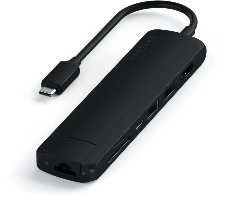Replikátor portov Satechi Aluminium Type-C Slim Multiport (1x HDMI 4K, 2x USB-A, 1x SD, 1x Ethernet) - Black