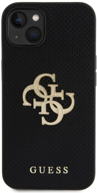 Kryt na mobil Guess PU Perforated 4G Glitter Metal Logo Zadný Kryt pre iPhone 13 Black