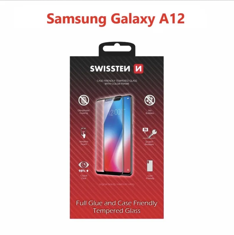 Ochranné sklo Swissten Case Friendly pre Samsung Galaxy A12 čierne
