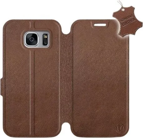 Kryt na mobil Flip púzdro na mobil Samsung Galaxy S7 Edge - Hnedé - kožené - Brown Leather
