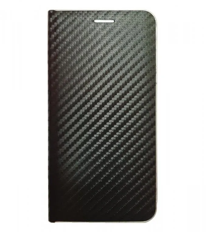Púzdro na mobil R2Invest Kožené púzdro CARBON pre LG K40 - čierne