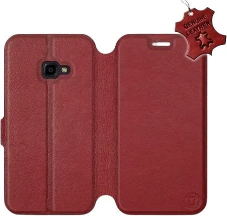 Kryt na mobil Flip púzdro na mobil Samsung Xcover 4 - Tmavo červené - kožené - Dark Red Leather