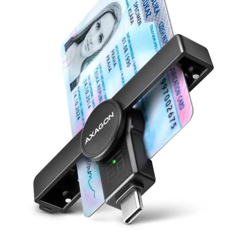 Čítačka eObčianok AXAGON CRE-SMPC Smart card / ID card PocketReader, USB-C