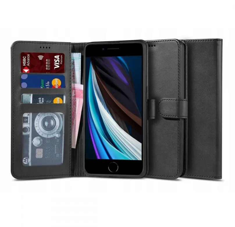 Púzdro na mobil Tech-Protect Wallet knižkové púzdro na iPhone 7/8/SE 2020/2022, čierne