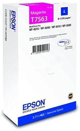 Cartridge Epson T7563 L purpurová, pre tlačiarne Epson WorkForce Pro WF-8010DW, WF-8090DTW