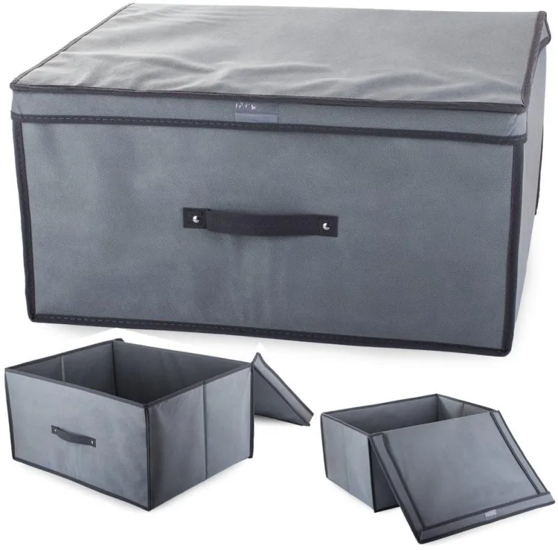 Úložný box Verk 01322 Úložná krabica s odklápacím vekom 60×45×30cm šedá