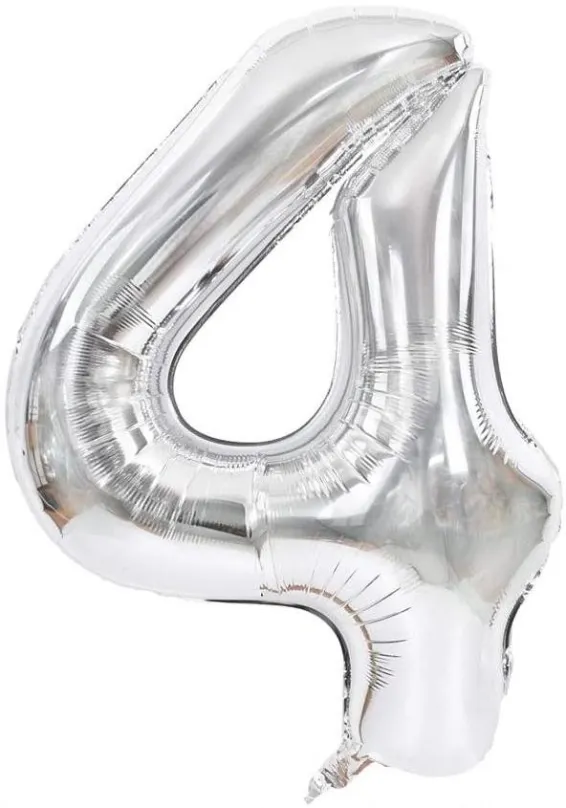 Balóniky Atomia fóliový balón narodeninové číslo 4, strieborný 82 cm