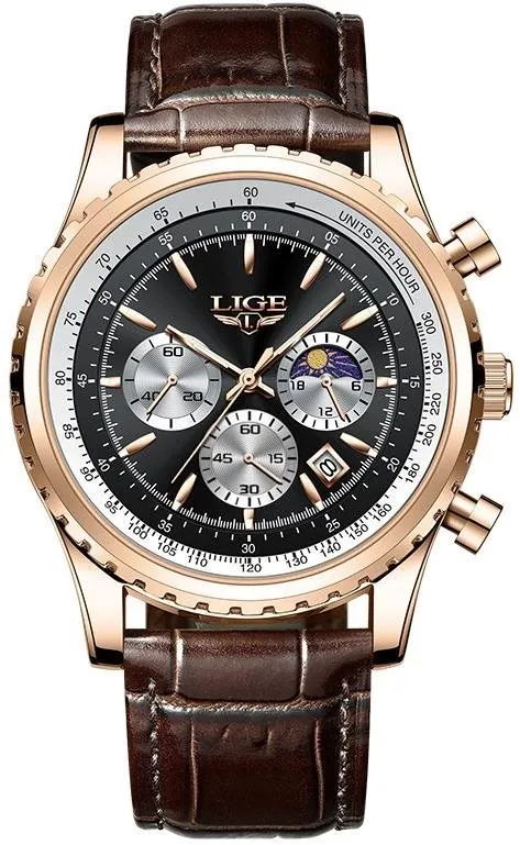 Pánske hodinky Lige Man 8989-12 rose gold black