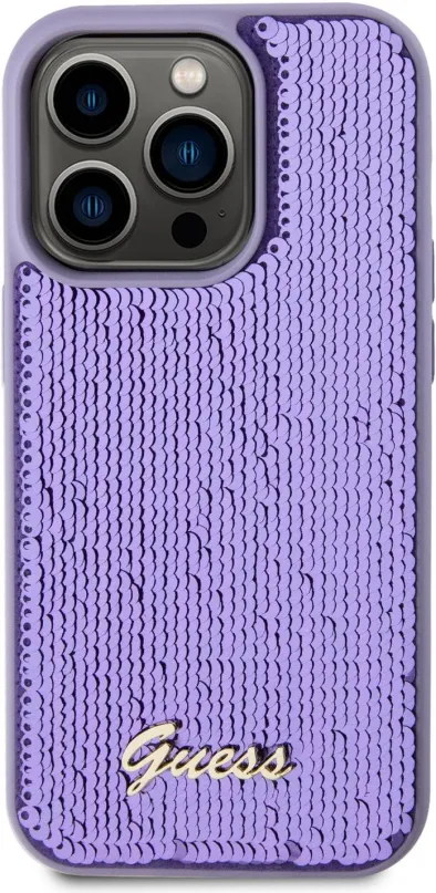 Kryt pre mobil Guess Sequin Script Logo Zadný Kryt pre iPhone 15 Pre Max Purple