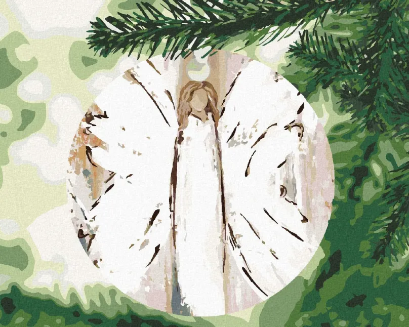 Maľovanie podľa čísel Anjel na stromčeku (Haley Bush), 80x100 cm, vypnuté plátno na rám
