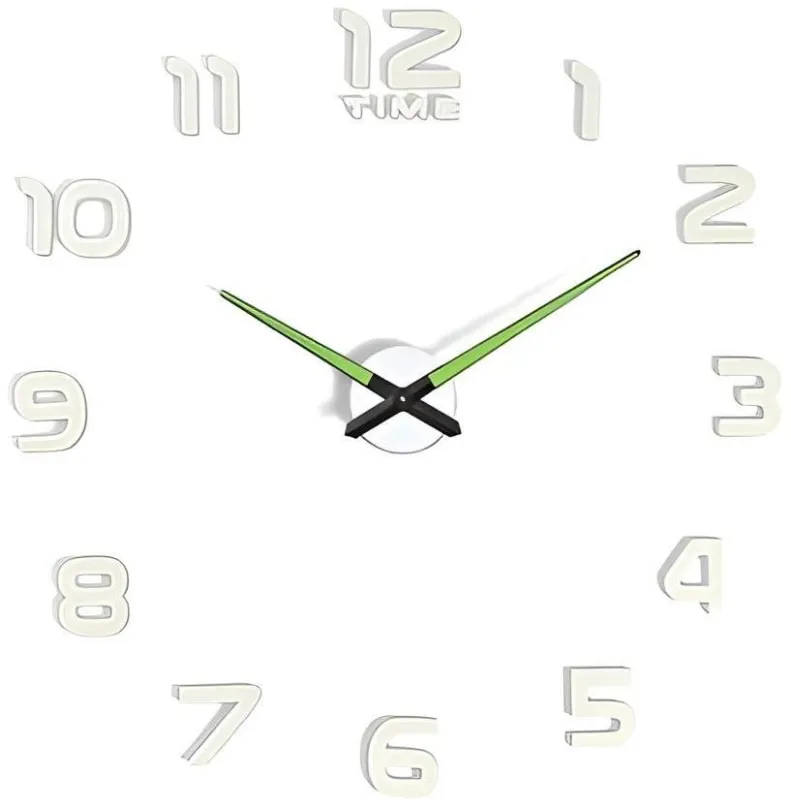Nástenné hodiny KIK KX7442 Dizajnové 3D nalepovacie hodiny 50-60 cm fluorescenčné
