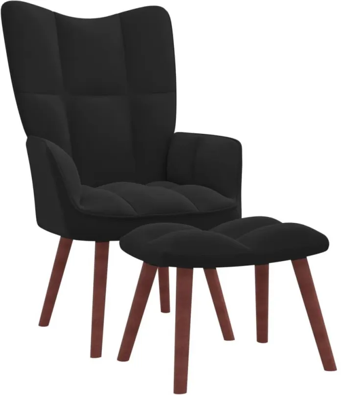 Kreslo Relaxačné kreslo so stoličkou čierne zamat, 328068