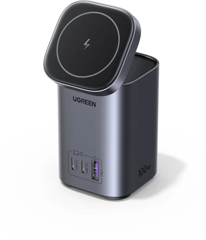 Nabíjačka do siete Ugreen 100W2CIA + Magnetic Wireless GaN Desktop Charger