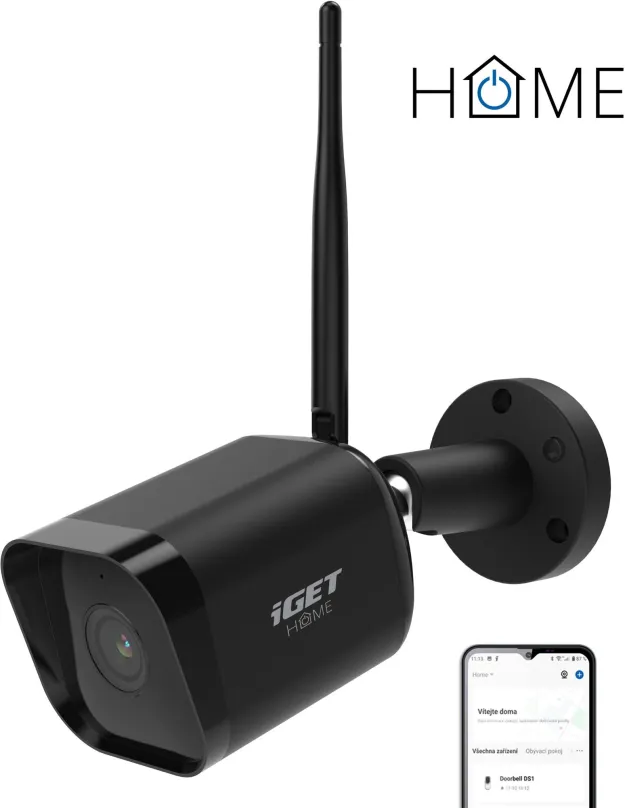 IP kamera iGET HOME Camera CS6 Black - - vonkajšia odolná IP FullHD kamera s detekciou pohybu a zvuku a nočným v