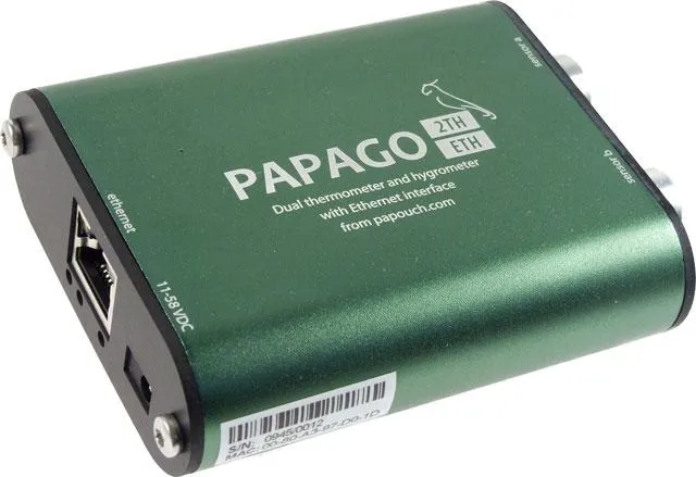 Papago 2th ETH: 2x meranie teploty, vlhkosti a rosného bodu s Ethernetom