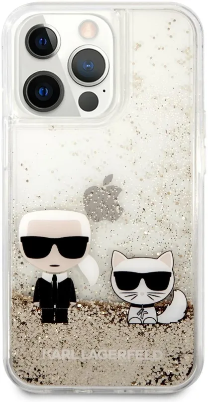 Kryt pre mobil Karl Lagerfeld Liquid Glitter Karl and Choupette Kryt pre Apple iPhone 13 Pre Max Gold