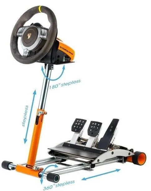 Stojan na herný ovládač Wheel Stand Pro, DELUXE V2 stojan pre volant a pedále pre Porsche GT2 /CSR /CSP, oranžová