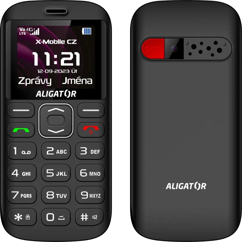 Mobilný telefón Aligator A720 4G Senior čierny + nabíjací stojan