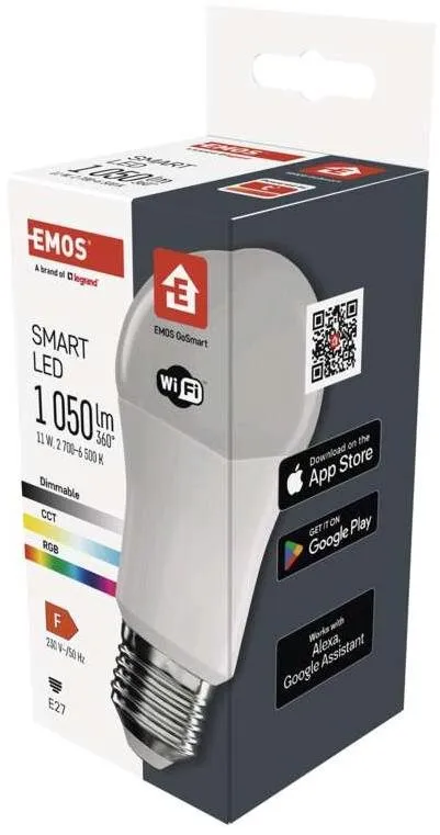 LED žiarovka EMOS Chytrá LED žiarovka GoSmart A60 E27 11 W (75 W) 1 050 lm RGB stmievateľná Wi-Fi
