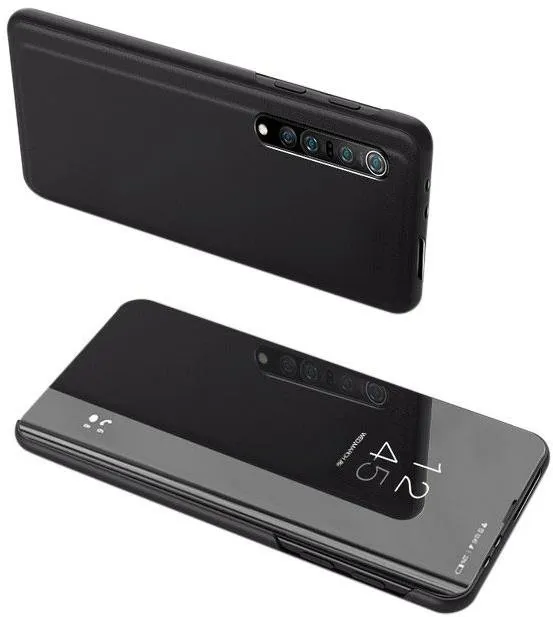 Puzdro na mobil Clear View knižkové puzdro na Xiaomi Mi Note 10 Lite, čierne