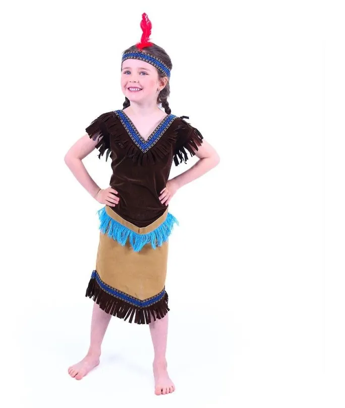 Kostým Rappa indiánka (S), pre deti, téma indián, medzinárodná veľkosť S, vhodný od 4 roko
