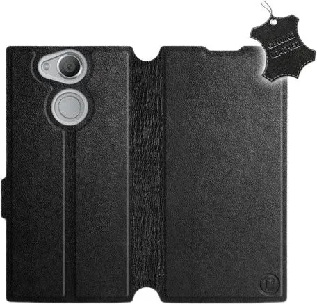 Kryt na mobil Flip púzdro na mobil Sony Xperia XA2 - Čierne - kožené - Black Leather