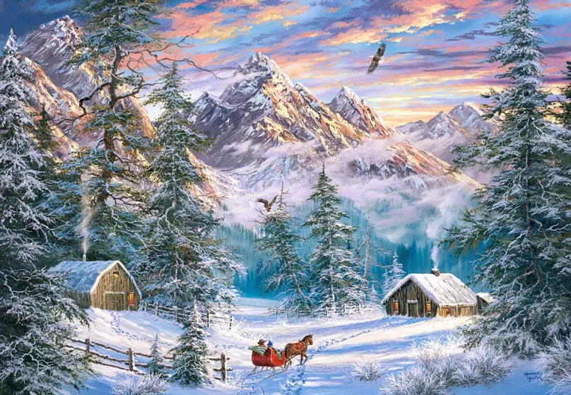 CASTORLAND Puzzle Vianoce na horách 1000 dielikov