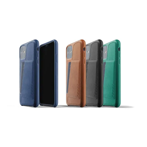 MUJJO Full Leather Wallet Case pre iPhone 11 - zelený