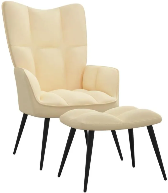 Kreslo Relaxačné kreslo so stoličkou krémovo biele zamat, 328093
